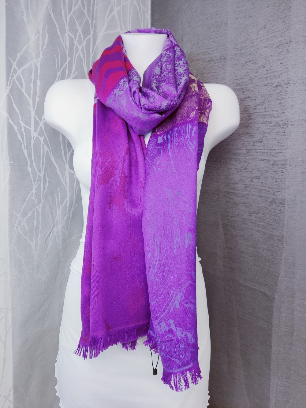 Pashmina-Style Oversized Scarf Wrap Shawl Purple Pink Paisley Floral Chevron 80"
